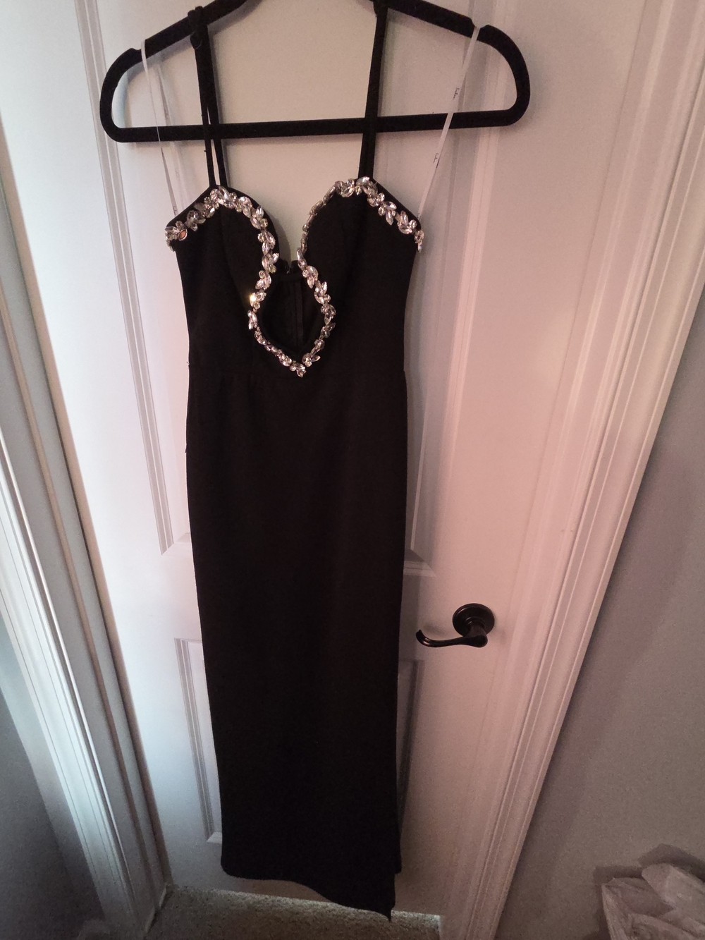 Lulus Black Embellished Strap Dress High Side Slit